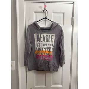 American Eagle Outfitters Gray Hoodie with Multicolor Print